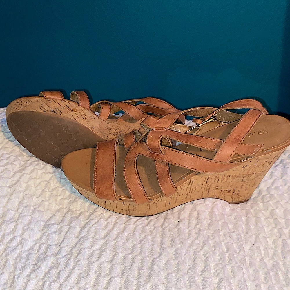 Brown Strappy Cork Wedges